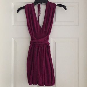 Free people purple top w/ wrap around tie at waist